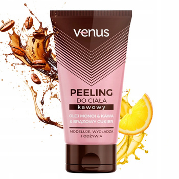 Venus Coffee vyhlazující tělový peeling Manoi olej Hnědý cukr 150ml