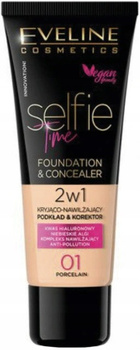 Eveline Selfie Time Moisturizing Covering Foundation 2v1 01 Porcelain