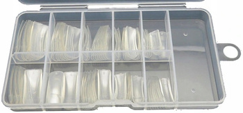 Přírodní tipy na nehty v průhledném pouzdře, 100 kusů