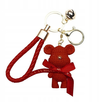 Přívěsek na klíče s červeným medvídkem