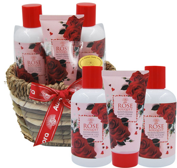 Aurora Dárková sada 3 kosmetiky v růžovém proutěném košíku