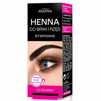 Joanna Henna na obočí a řasy krémová s ricinovým olejem 1,0 černá 15 ml