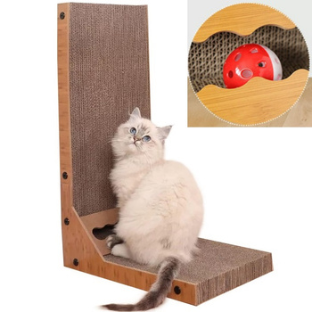 Rohové škrabadlo pro kočky CoolStaff s kartonem na škrábání míčků 60 cm