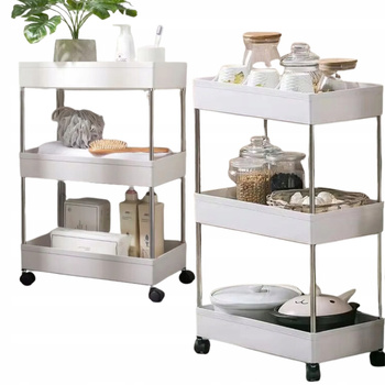 Mobilní skříňka na kolečkách Koupelna Kuchyňská police Modulární bílá 3 police