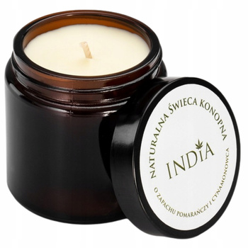 Indie přírodní konopná sojová svíčka s vůní pomeranče skořice 90g