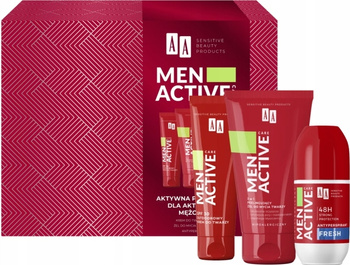 AA Dárková sada Men Active 3 Kosmetika Roll-on Cream 50 ml Peeling 150 ml