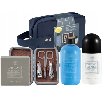 Dárková sada 4 pánské kosmetiky Aurora v kosmetické taštičce z dubu a citrusu