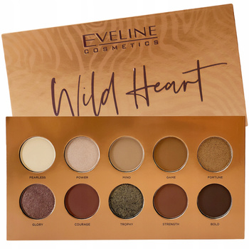 Eveline Wild Heart 10 očních stínů Zlatohnědá béžová Mix povrchových úprav