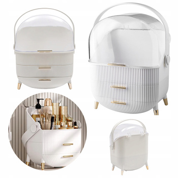 Organizér box, pouzdro na šperky, kosmetiku, světle béžové, žebrované