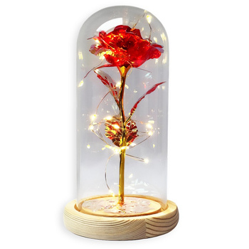 Crystal Eternal Rose Red LED ve skle jako dárek