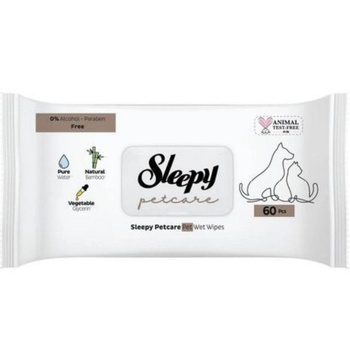 Sleepy Petcare bambusové vlhčené ubrousky pro domácí mazlíčky Psi Kočky 60ks