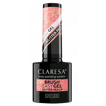 Claresa Brush Easy Gel Building Nail Gel Manikúra Glitter Peach 5g