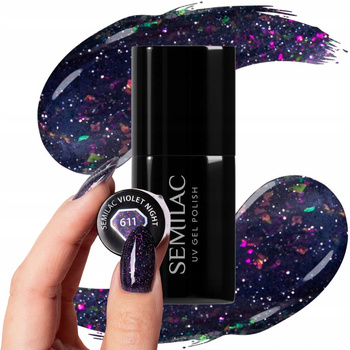 Semilac Hybridní lak na nehty Violet Night 611 Violet Particles 7ml