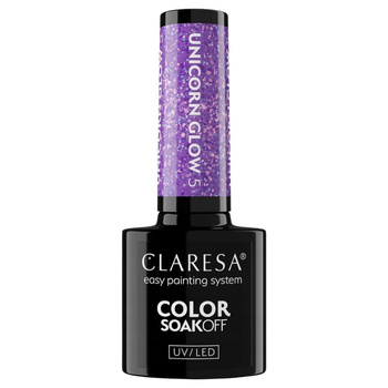 Claresa Hybridní lak na nehty Purple Particles Unicorn Glow 5 5g