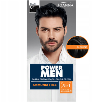 Joanna Power Men 3v1 barva na vousy a knír pro muže 01 černá