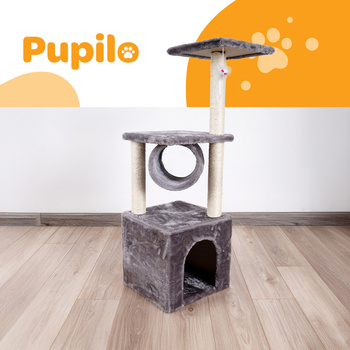 Dům, škrabadlo, postel, tunel, kočičí strom s hračkou myši, 4 úrovně