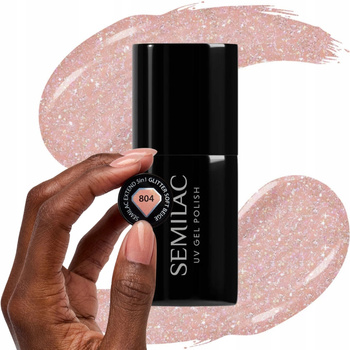 Semilac Hybridní lak na nehty Glitter Soft Beige 804 Particles 7ml