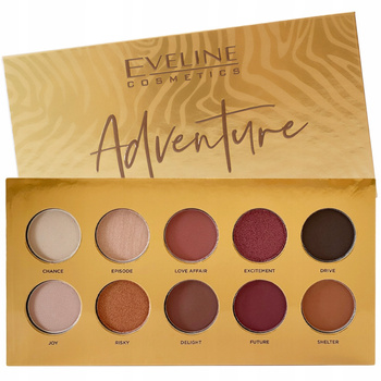 Eveline Adventure Paletka 10 očních stínů Růžová Hnědá Béžová Mix povrchových úprav