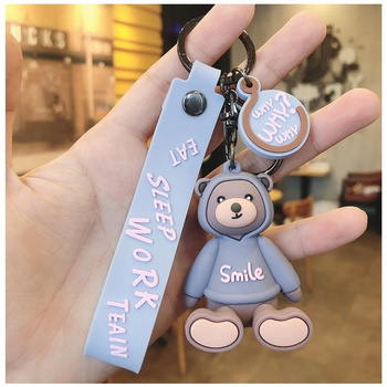 Přívěšek na klíče Teddy Bear v šedé mikině