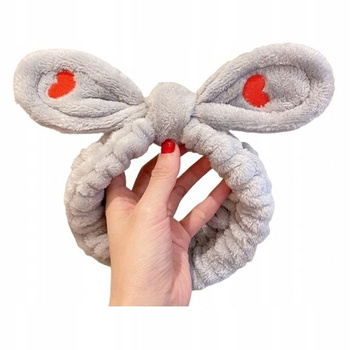 Kosmetická čelenka do vlasů šedá srdce