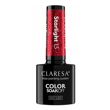 Claresa Hybridní lak na nehty červený s částicemi Starlight 13 5g