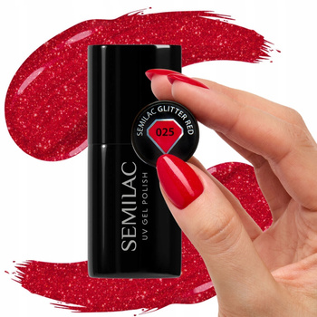 Semilac Hybridní lak na nehty Glitter Red 025 Glitter Red 7ml