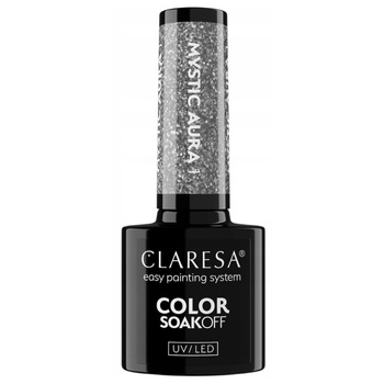 Claresa Hybridní lak na nehty Silver s částicemi Mystic Aura 1 5g