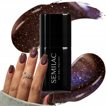 Semilac Hybridní lak na nehty Al Brown 827 Copper Purple 7ml