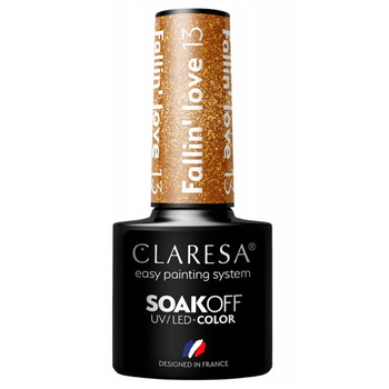Claresa Hybridní lak na nehty Gold Glitter Fallin Love 13 5g