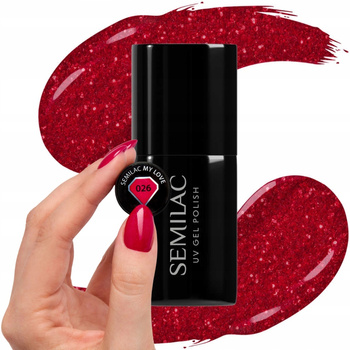 Semilac Hybridní lak na nehty My Love 026 Particles Red 7ml