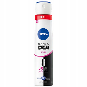 Nivea Black White Invisible Clear 72H Antyperspirant Damski w Sprayu 250 ml