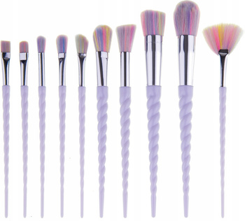 Sada 10 kusů štětců na make-up Unicorn Rainbow