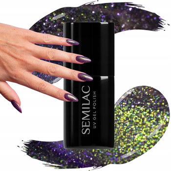Semilac Hybridní lak na nehty Cyber Violet 825 Violet Particles 7 ml