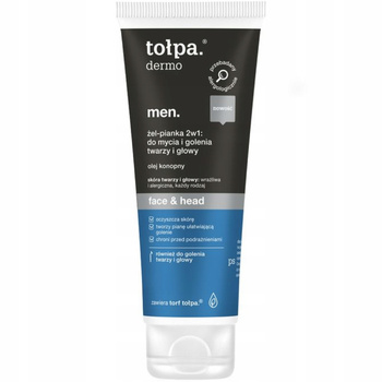 Tołpa Dermo Men 2v1 pánský mycí gel na obličej Pěna na holení hlavy 100 ml