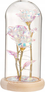 Křišťálová trojitá věčná růže ve skle Dárek 01