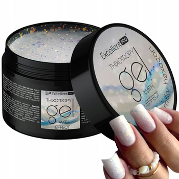 Vynikající PRO Effect stavební gel na nehty s mléčnou šestihrannou fólií 50g