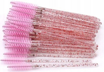 Klasický růžový křišťálový kartáček na řasy a obočí Spiral x 50