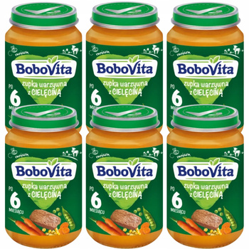 Bobovita Dinner Jar Zeleninová polévka s telecím masem po 6 měsících 190g x 6