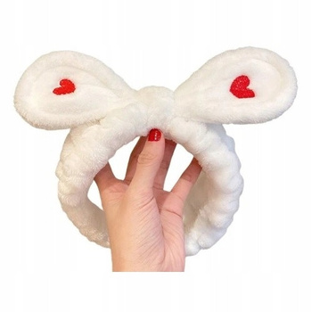 Kosmetický pásek do vlasů s lukem bílé srdce