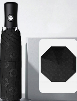 Skládací deštník automatický elegantní černý jemný potisk H