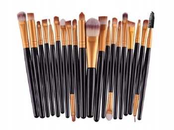 Sada štětců na make-up se zlatými syntetickými štětinami