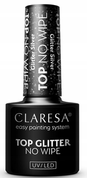 Claresa Top No Wipe Hybrid Glitter Glitter Silver Glitter Silver 5ml