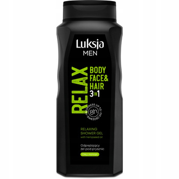 Luksja Men Relax 3v1 Pánský sprchový gel Konopný šampon na vlasy 500ml