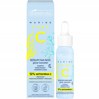 Bielenda Marine Care Serum Booster For Night Deeply Moisturizes Energizes 30 ml