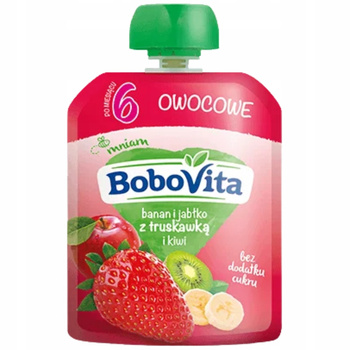 Bobovita ovocná pěna pro děti banán jablko jahoda po 6 měsících 80g