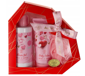 Aurora dárková sada Pivoňka a třešeň ve tvaru srdce gelová houba