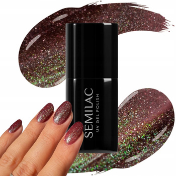 Semilac Hybridní lak na nehty Digital Red 824 Red Particles 7ml