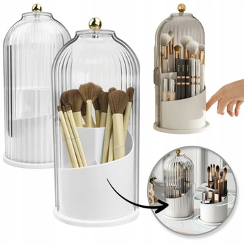 Nádoba organizéru na žebrované kartáče, otočná, otevíratelná, bílá 27 x 12 cm