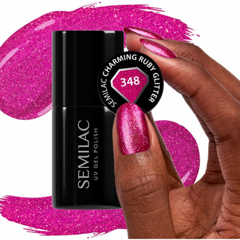 Semilac Hybrid Varnish Charming Ruby Glitter 348 7ml