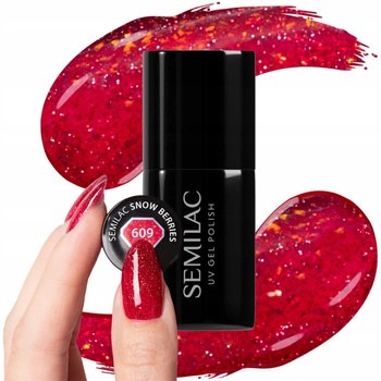 Semilac Hybridní lak na nehty Snow Berries 609 Red Glow 7ml
